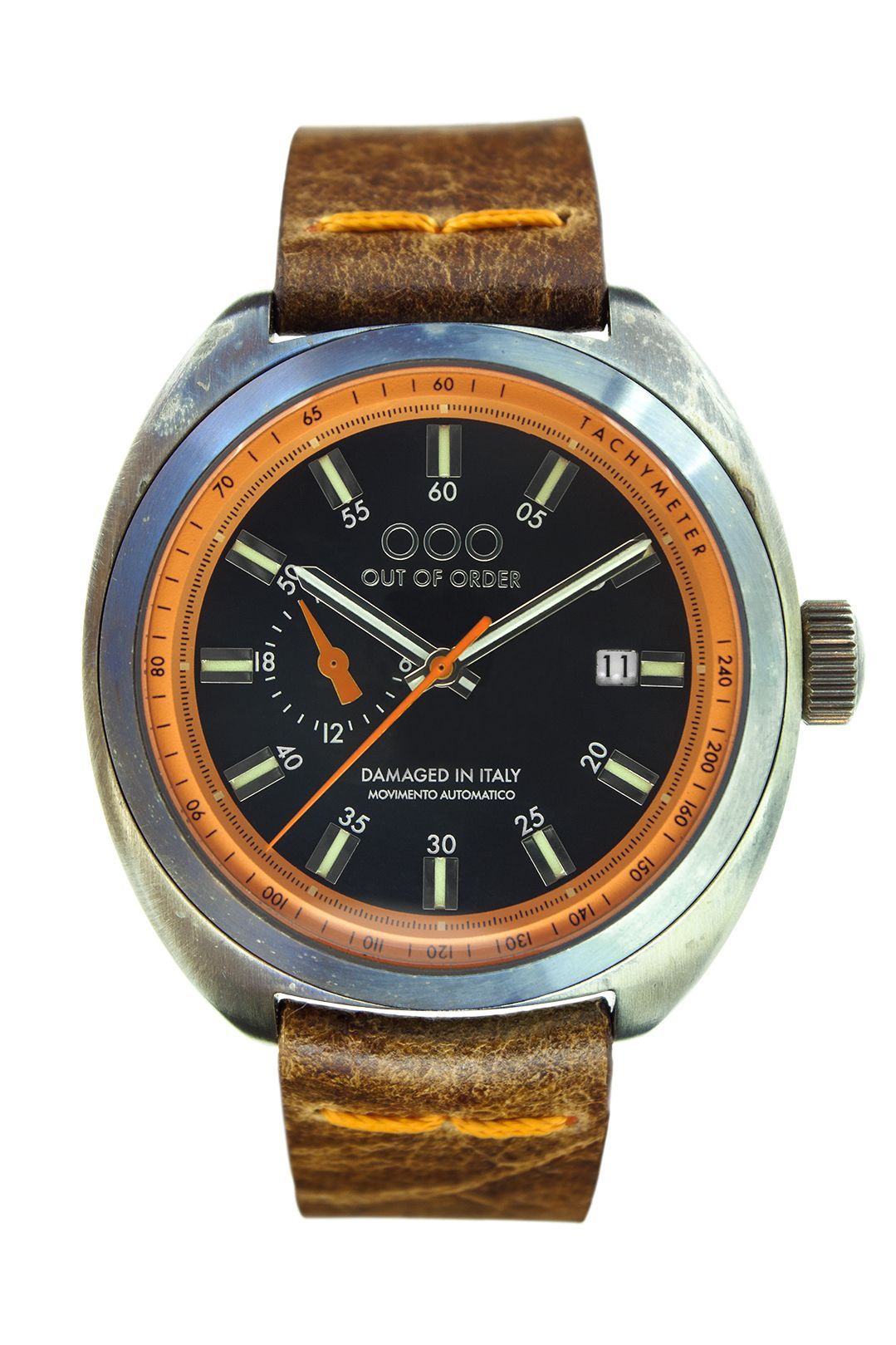 OUT OF ORDER Torpedine Automatic Brown Leather Strap